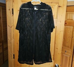 LAST CHANCE Black Sheer Hooded Cover-Up for $25
